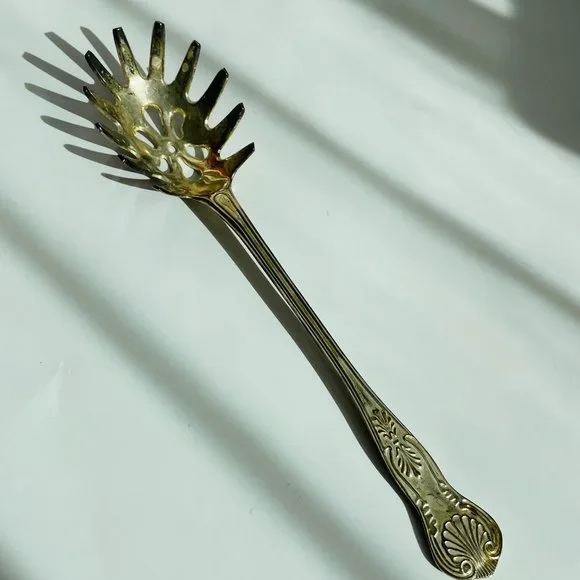 Vintage EPNS England Sheffield King Silverplate Serving Utensils Pasta Spoon - Picture 1 of 7